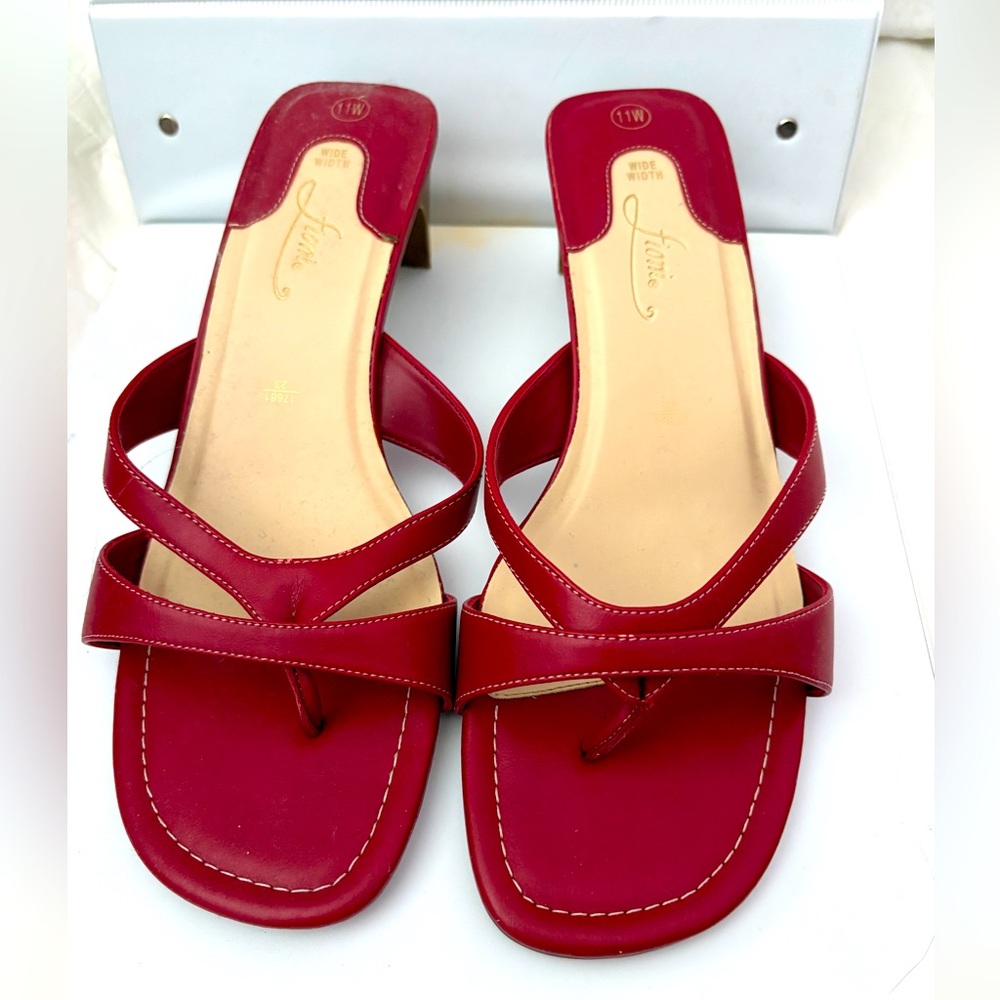 Red heeled sandals 11 wide